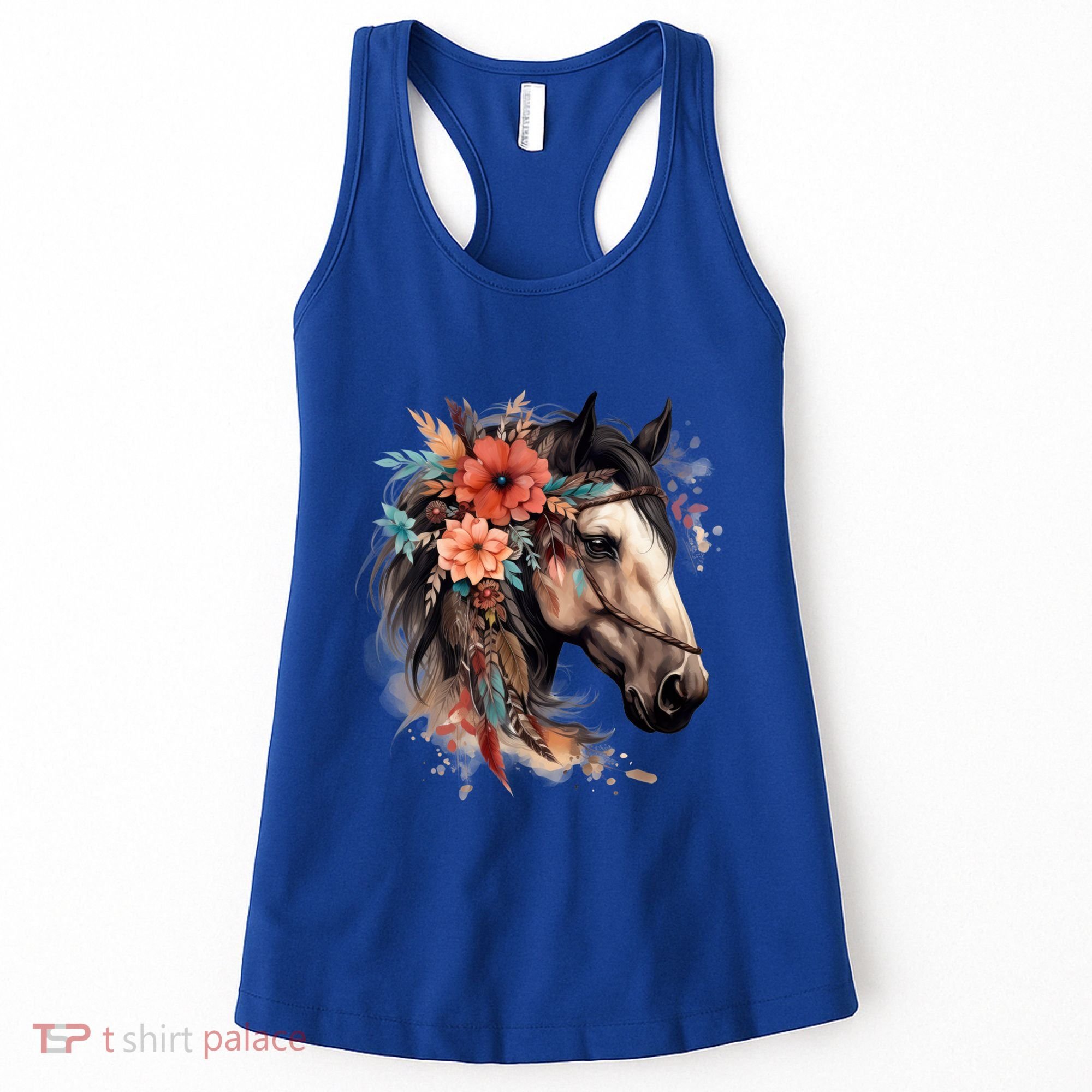 Floral Wild Horse Country Horse Riding Meaningful Gift Women's Tank Top