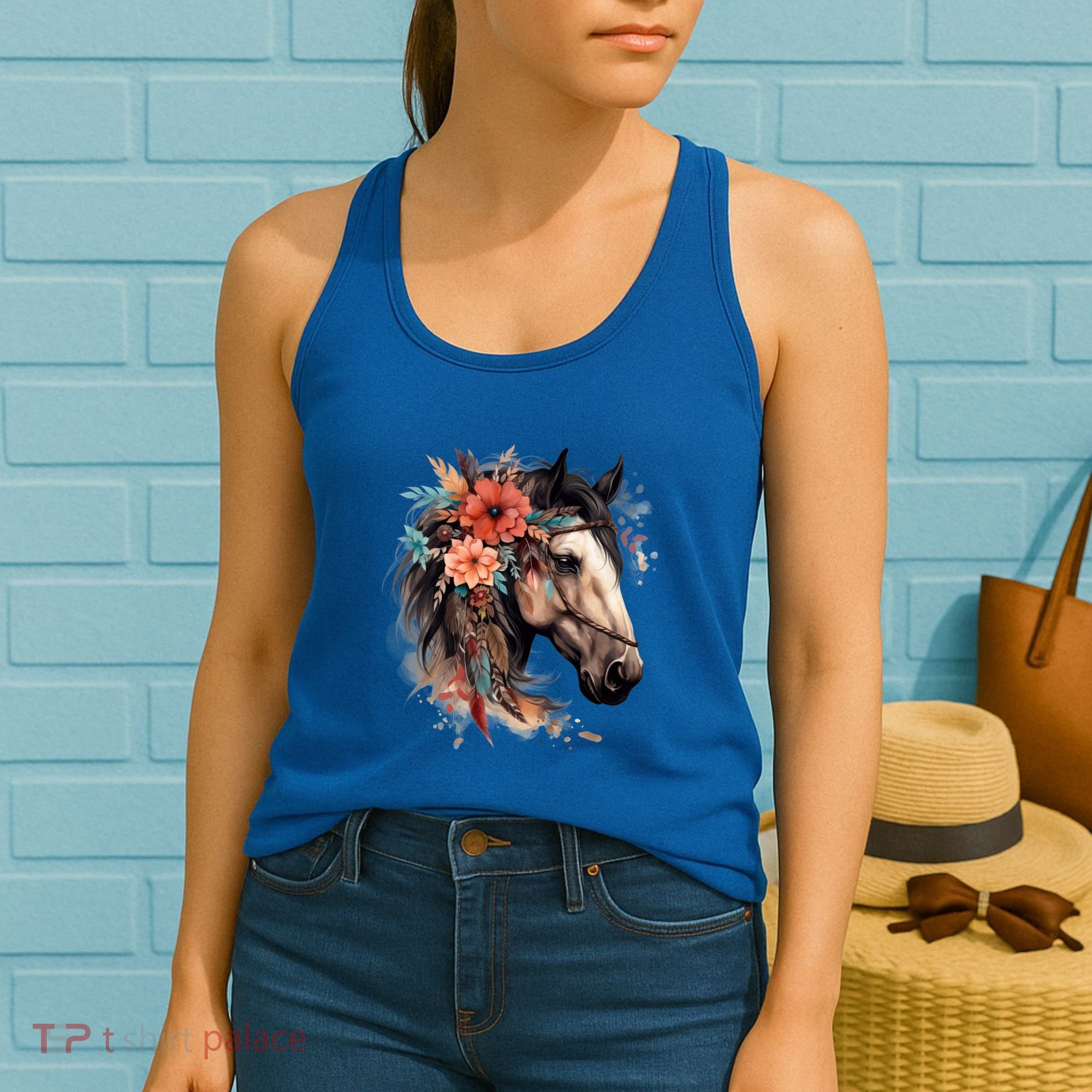 Floral Wild Horse Country Horse Riding Meaningful Gift Women's Tank Top