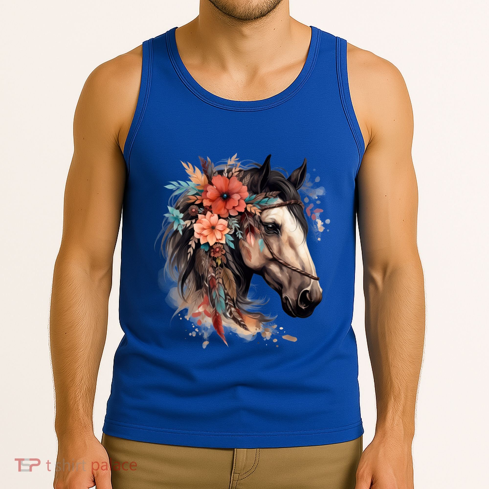 Floral Wild Horse Country Horse Riding Meaningful Gift Tank Top