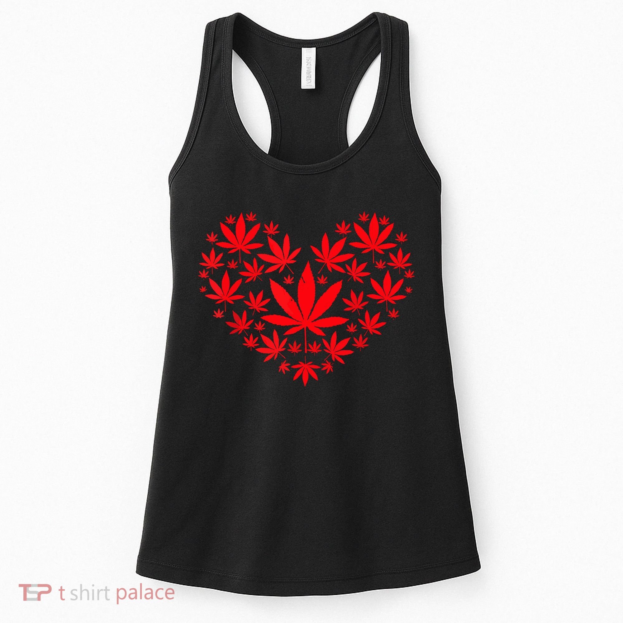 Funny Weed Heart Valentines Day Cannabis 420 Pot Stoner Women's Tank Top