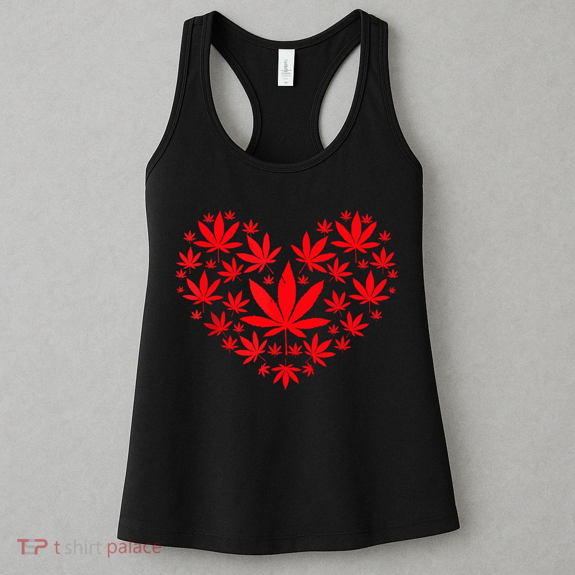 Funny Weed Heart Valentines Day Cannabis 420 Pot Stoner Women's Tank Top
