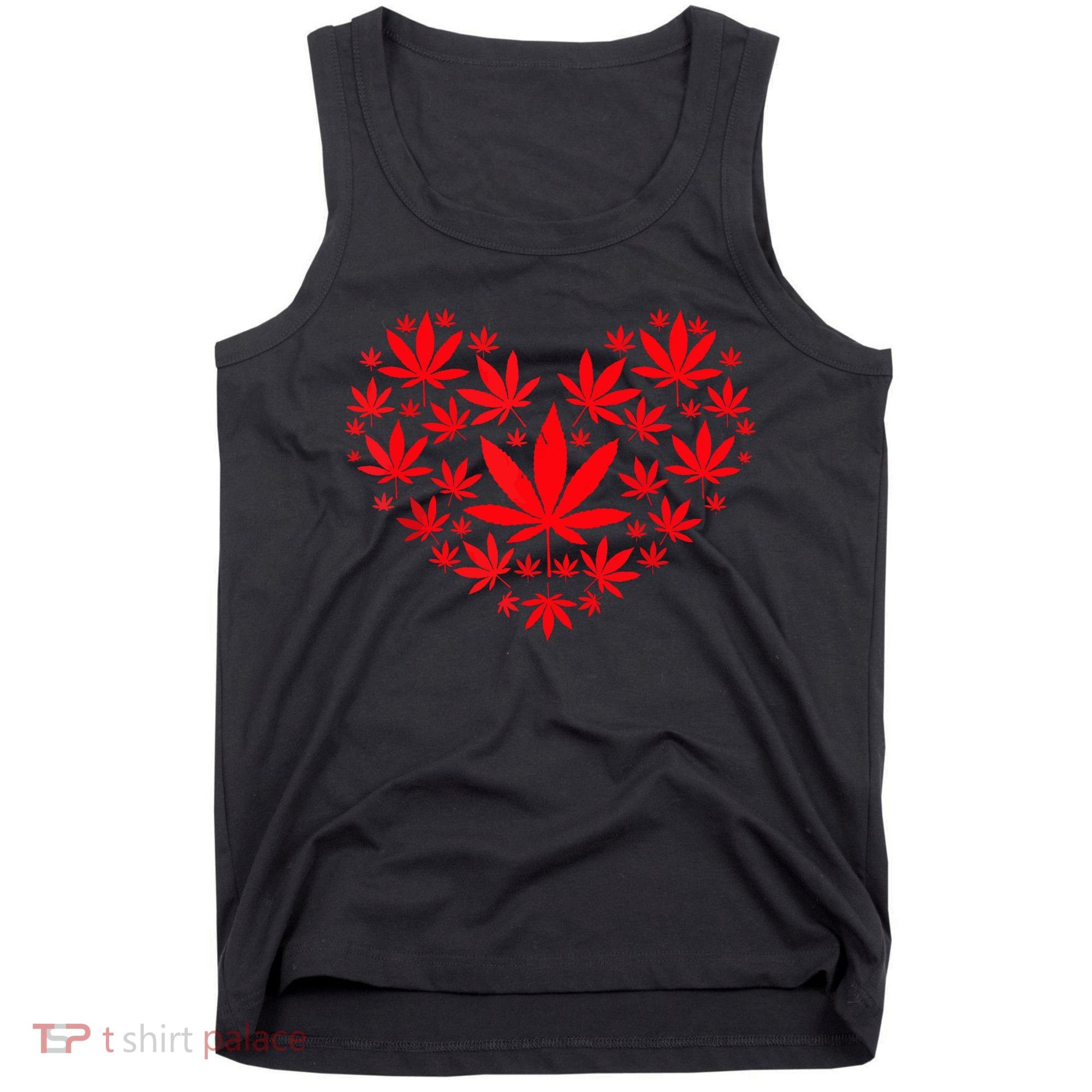 Funny Weed Heart Valentines Day Cannabis 420 Pot Stoner Tank Top