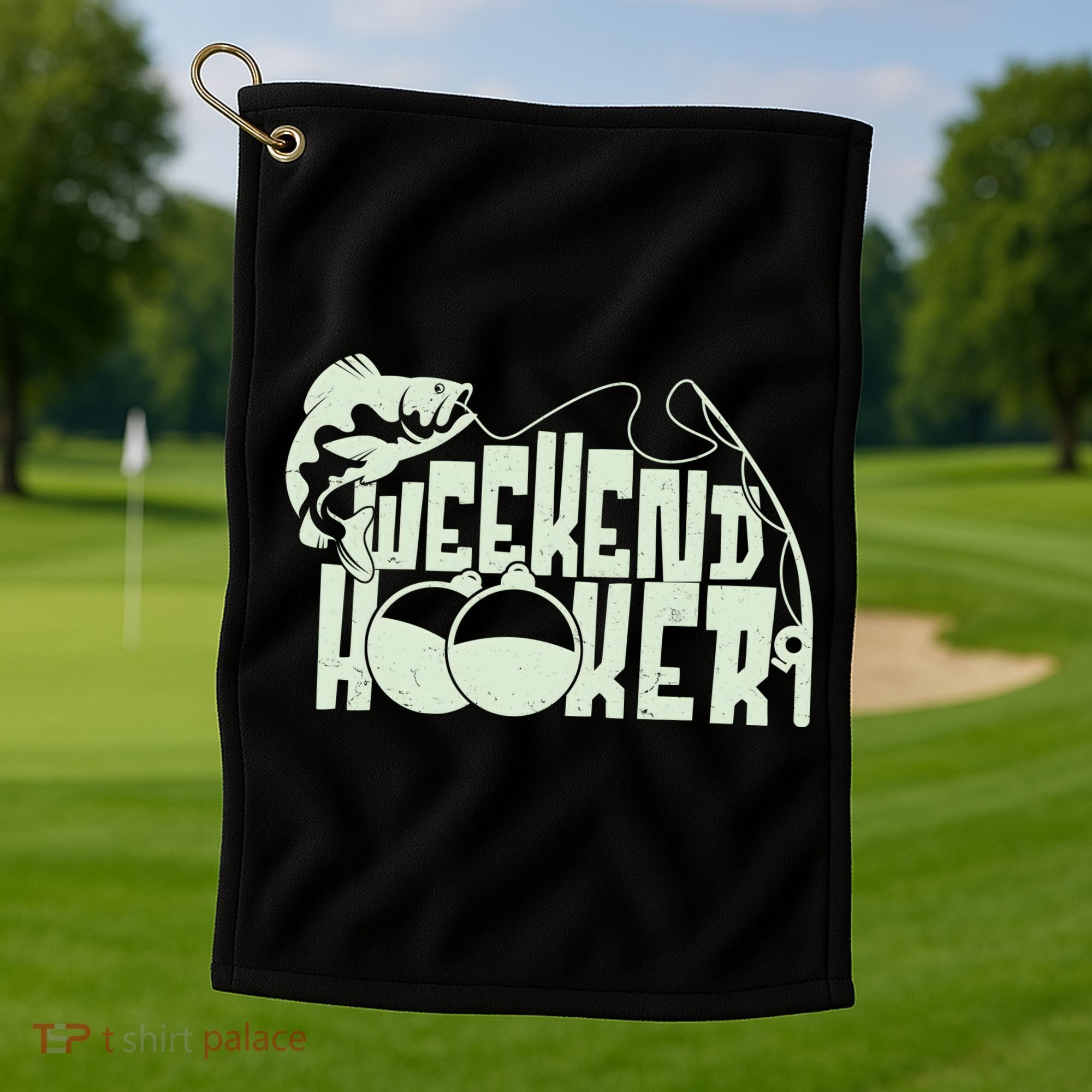 Funny Weekend Hooker Fishing Fan Golf Towel