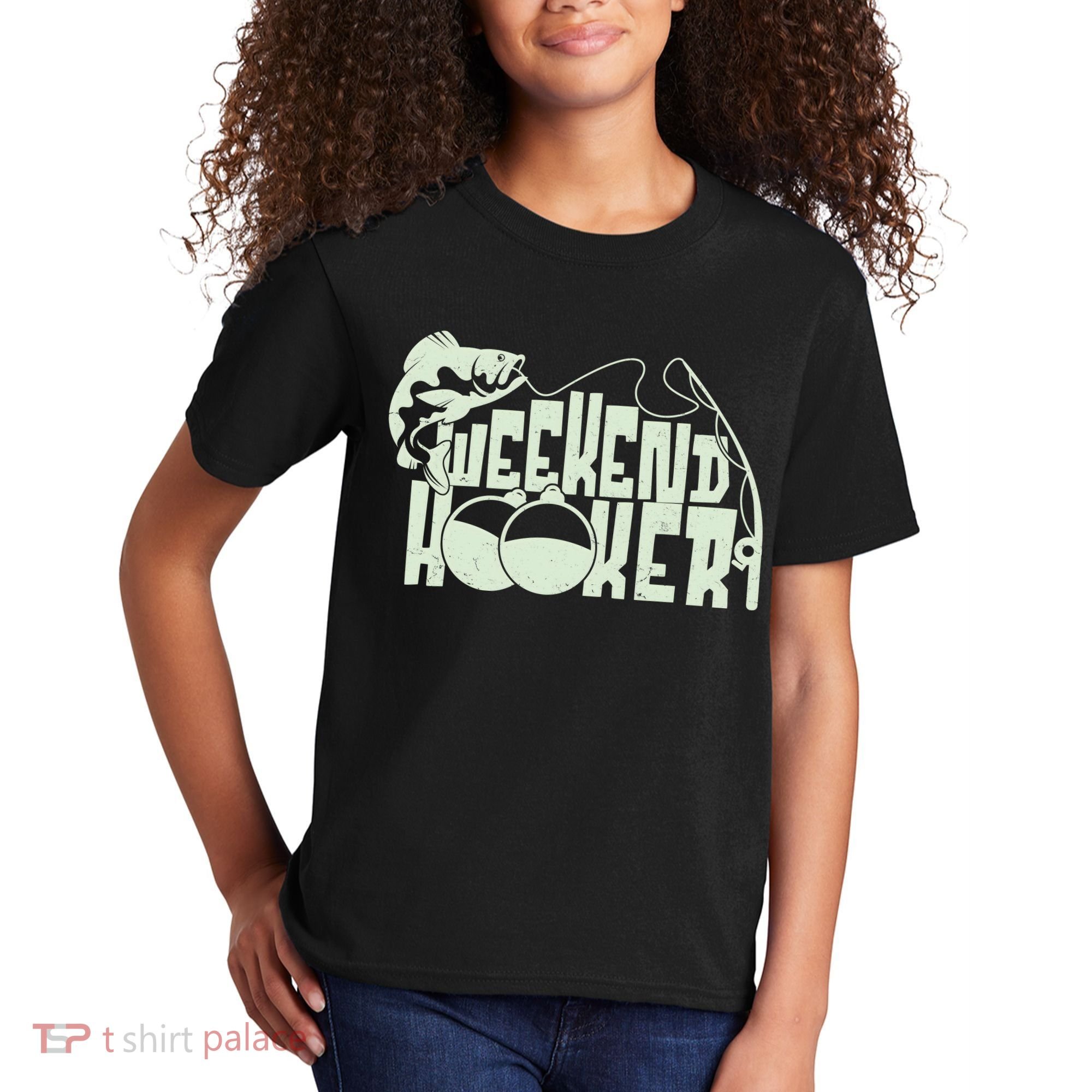 Funny Weekend Hooker Fishing Fan Kids T-Shirt