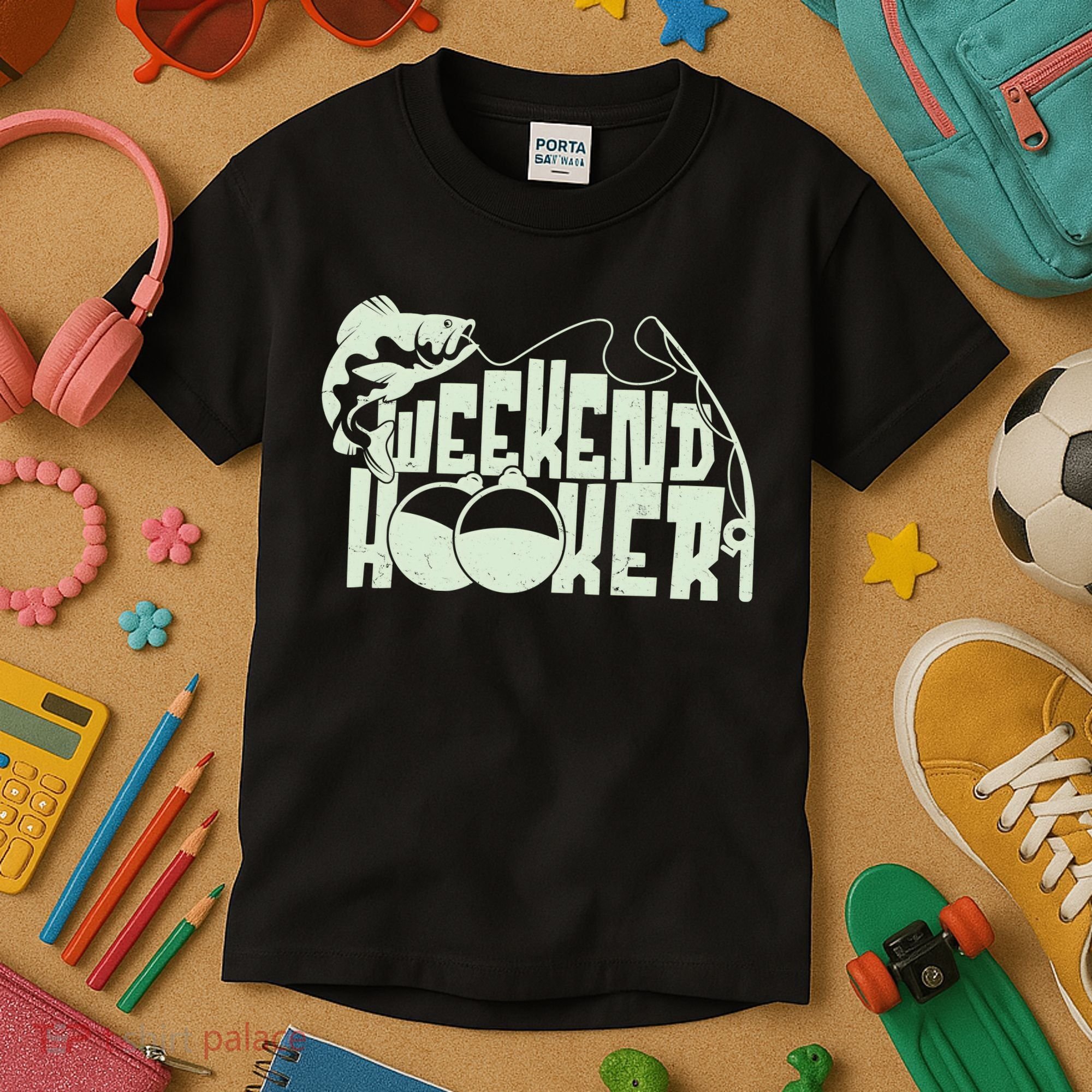 Funny Weekend Hooker Fishing Fan Kids T-Shirt