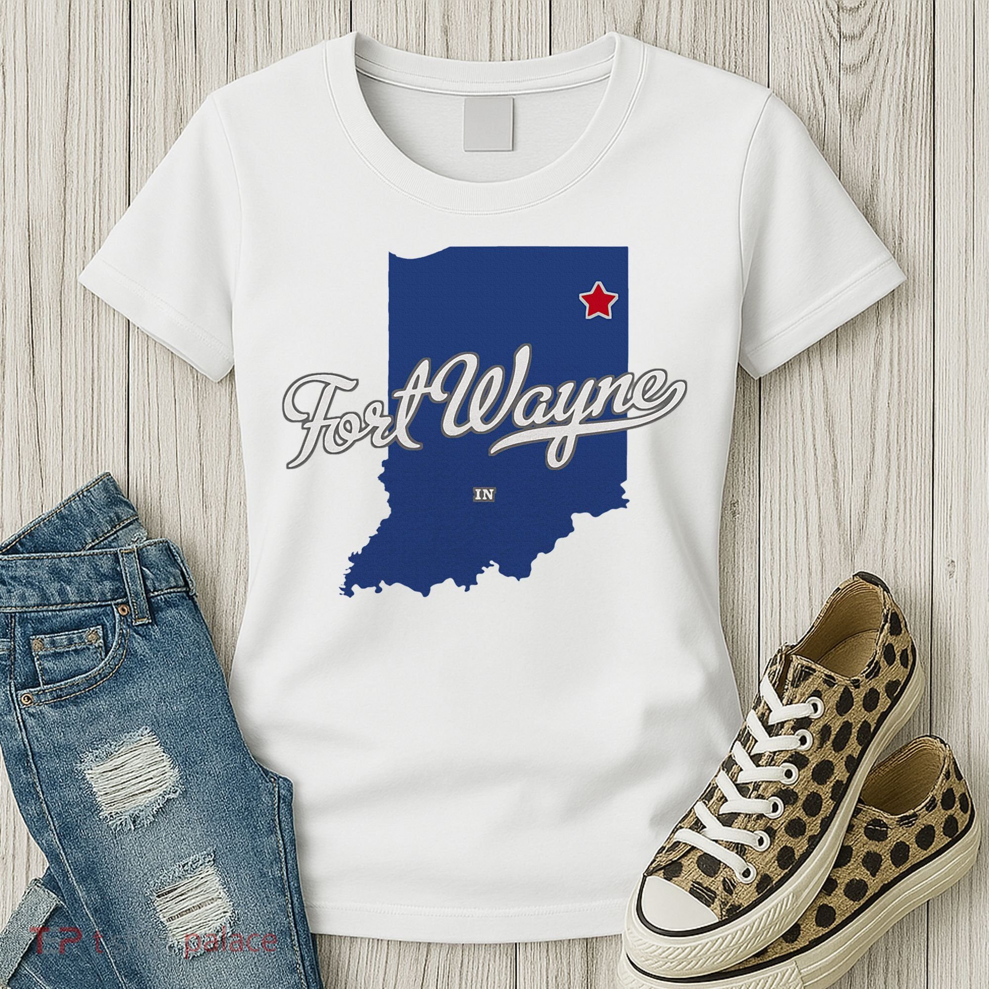Fort Wayne Indiana In Map Women's T-Shirt