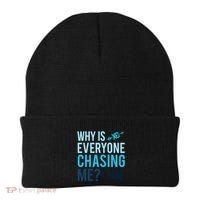 Funny Why Is Everyone Chasing Me Cross Country Gift Xc Coach Gift Beanie thumb 0
