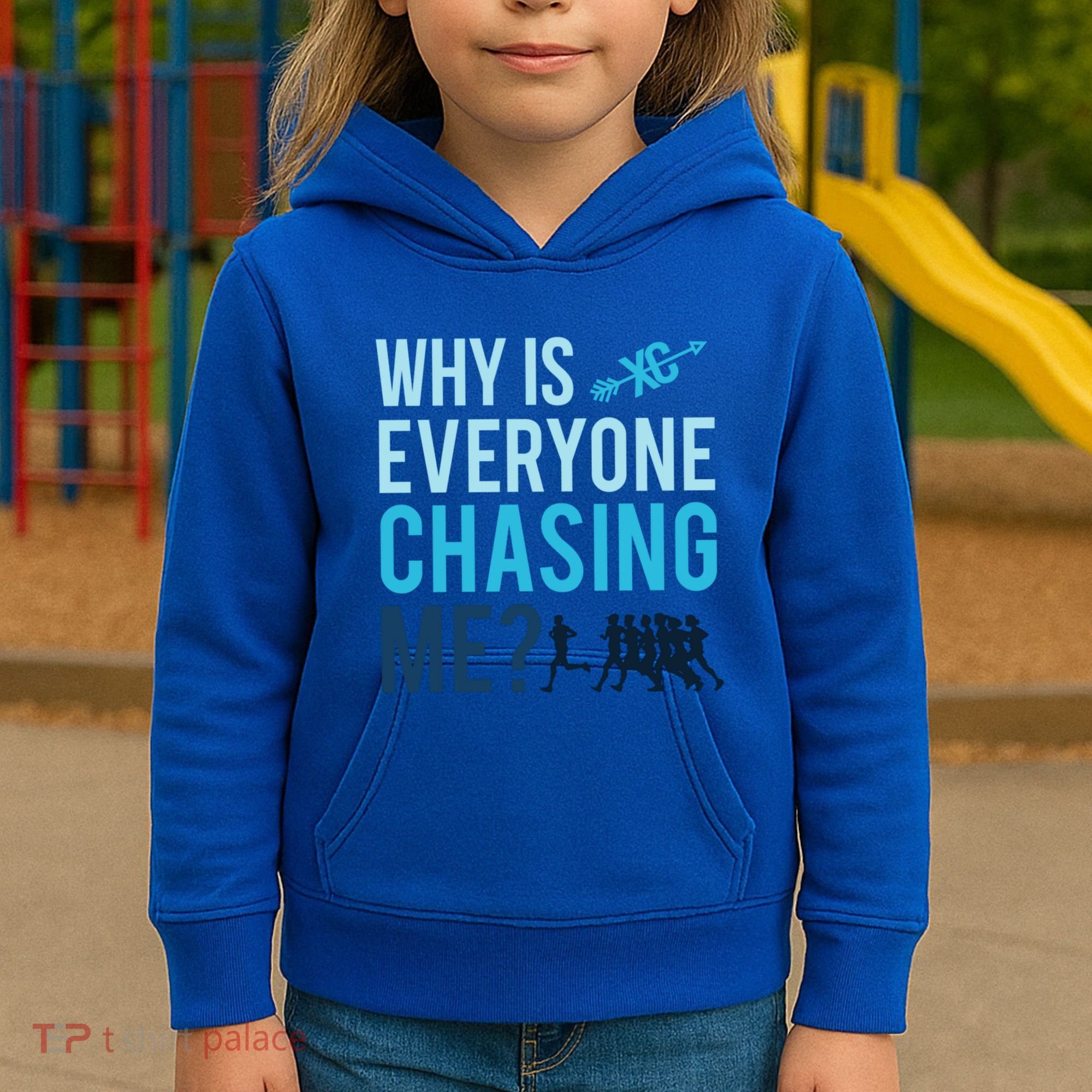 Funny Why Is Everyone Chasing Me Cross Country Gift Xc Coach Gift Kids Hoodie