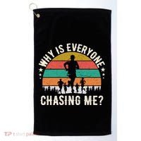 Funny Why Is Everyone Chasing Me Cross Country Retro Runner Gift Golf Towel thumb 0