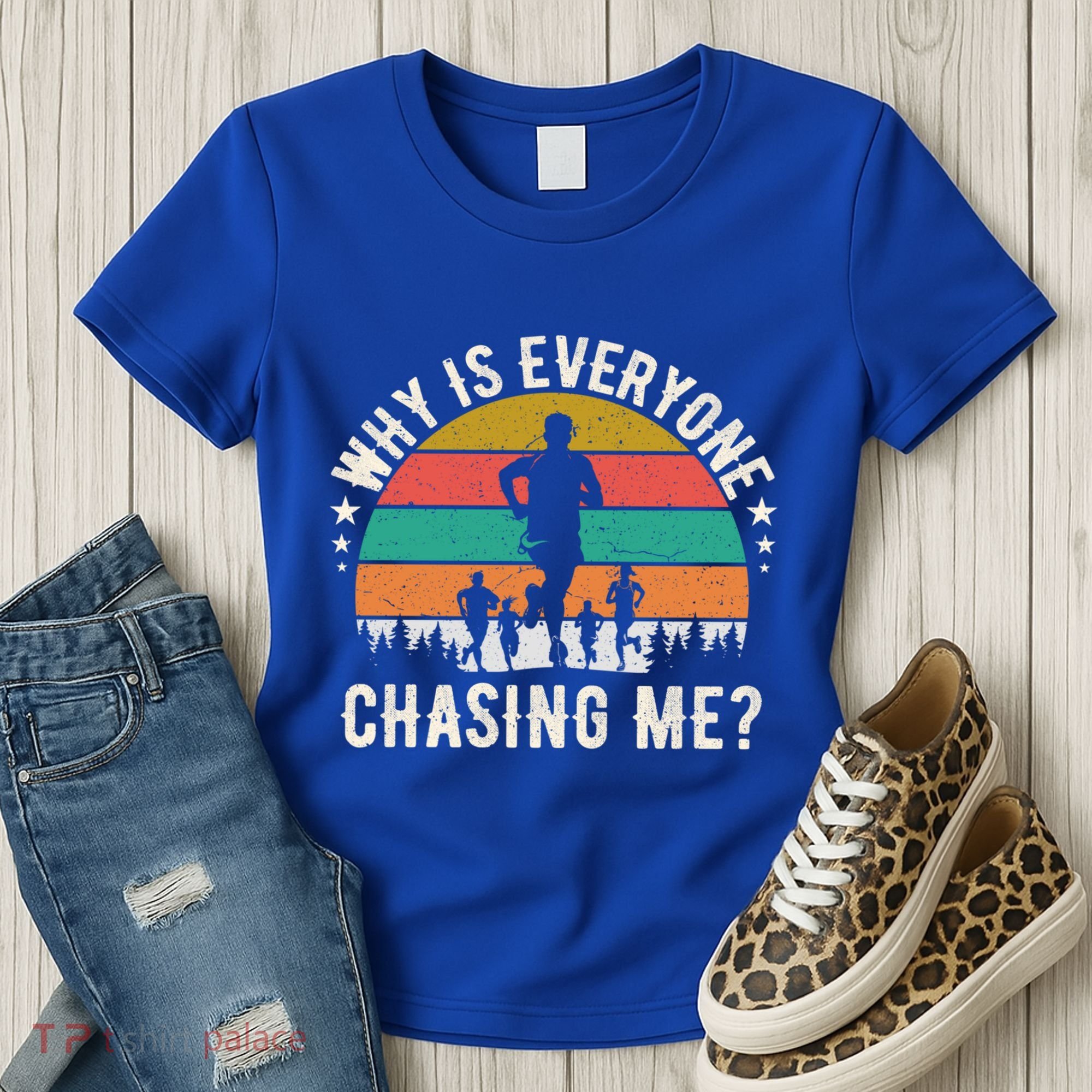 Funny Why Is Everyone Chasing Me Cross Country Retro Runner Gift Women's T-Shirt
