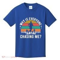 Funny Why Is Everyone Chasing Me Cross Country Retro Runner Gift Kids T-Shirt thumb 0