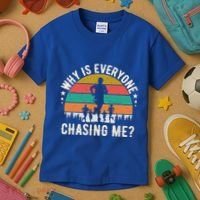 Funny Why Is Everyone Chasing Me Cross Country Retro Runner Gift Kids T-Shirt thumb 3