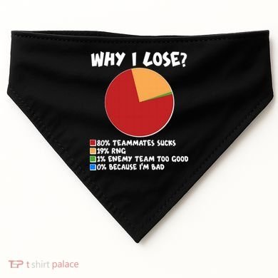 Funny Why I Lose Video Gamer Chart USA-Made Doggie Bandana