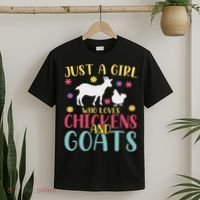 Farmer Women Just A Girl Who Loves Chickens And Goat T-Shirt thumb 2