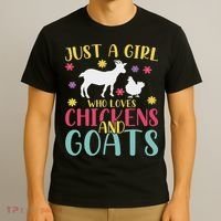 Farmer Women Just A Girl Who Loves Chickens And Goat T-Shirt thumb 3