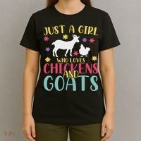 Farmer Women Just A Girl Who Loves Chickens And Goat T-Shirt thumb 4