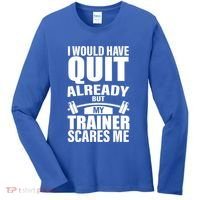 Funny Weight Lifting Gym Saying Workout Training Gift Women's Long Sleeve Shirt thumb 0