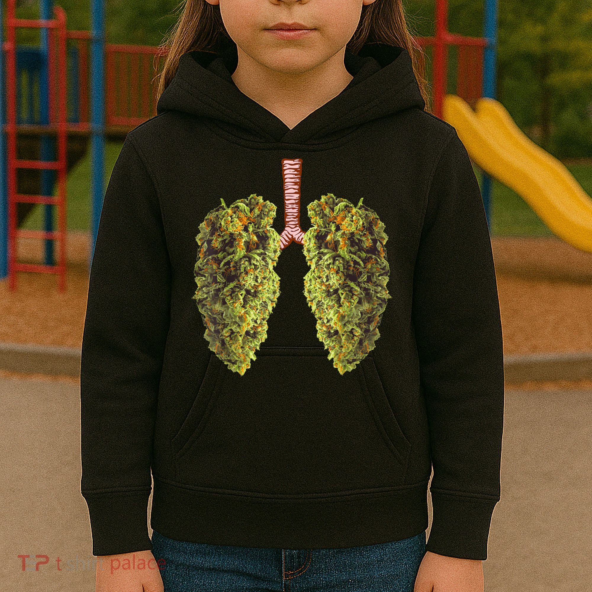 Funny Weed Lung Marijuana Bud THC Lung TShirt Kids Hoodie