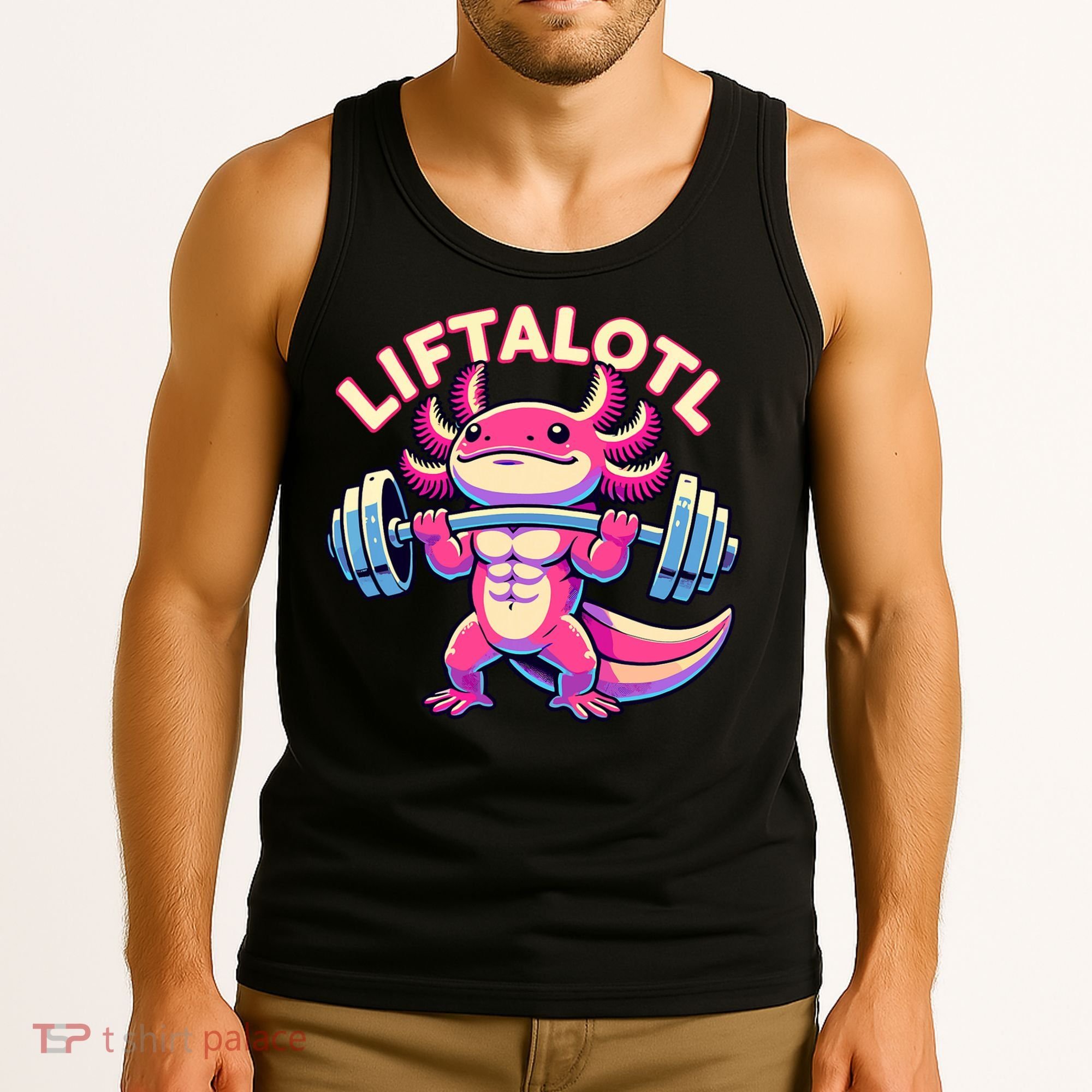 Fitness, Weight Lifting Training, Workout, Axolotl LIFTALOTL Tank Top