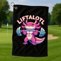 Fitness, Weight Lifting Training, Workout, Axolotl LIFTALOTL Golf Towel thumb 1