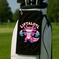 Fitness, Weight Lifting Training, Workout, Axolotl LIFTALOTL Golf Towel thumb 2