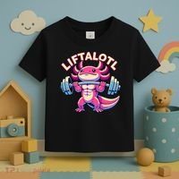 Fitness, Weight Lifting Training, Workout, Axolotl LIFTALOTL Toddler T-Shirt thumb 3