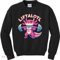 Fitness, Weight Lifting Training, Workout, Axolotl LIFTALOTL Kids Sweatshirt thumb 0