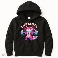 Fitness, Weight Lifting Training, Workout, Axolotl LIFTALOTL Kids Hoodie thumb 0