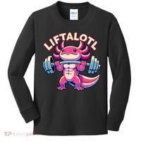 Fitness, Weight Lifting Training, Workout, Axolotl LIFTALOTL Kids Long Sleeve Shirt thumb 0
