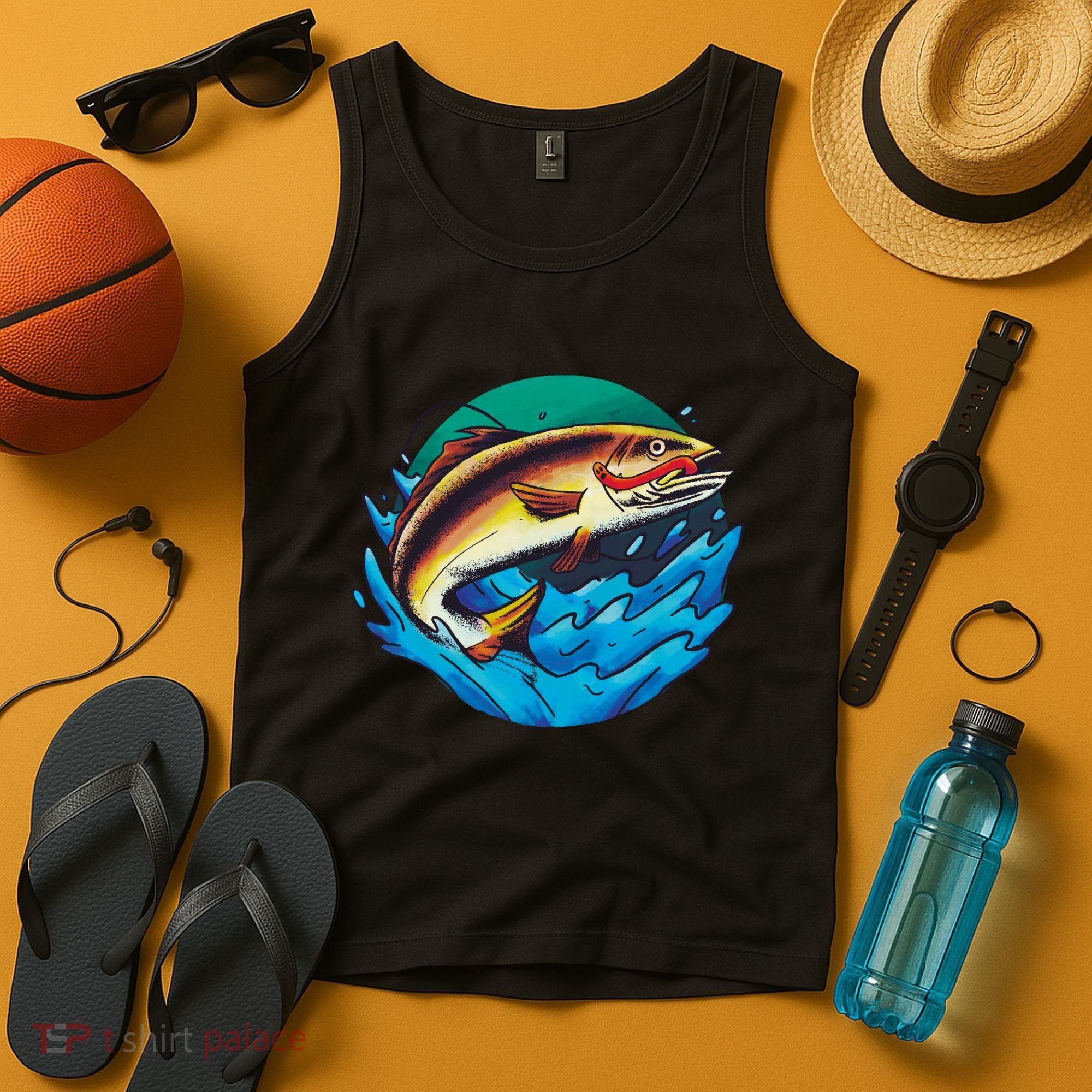 Fishing Worm Lake Tank Top