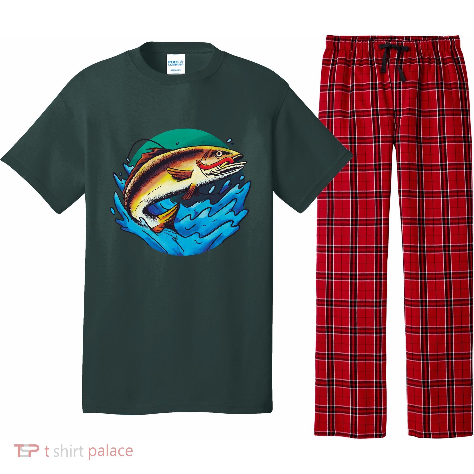 Fishing Worm Lake Pajama Set
