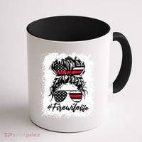 Fire Wife Life Firefighter's Wife Bleached Women Messy Bun Gift Coffee Mug thumb 1
