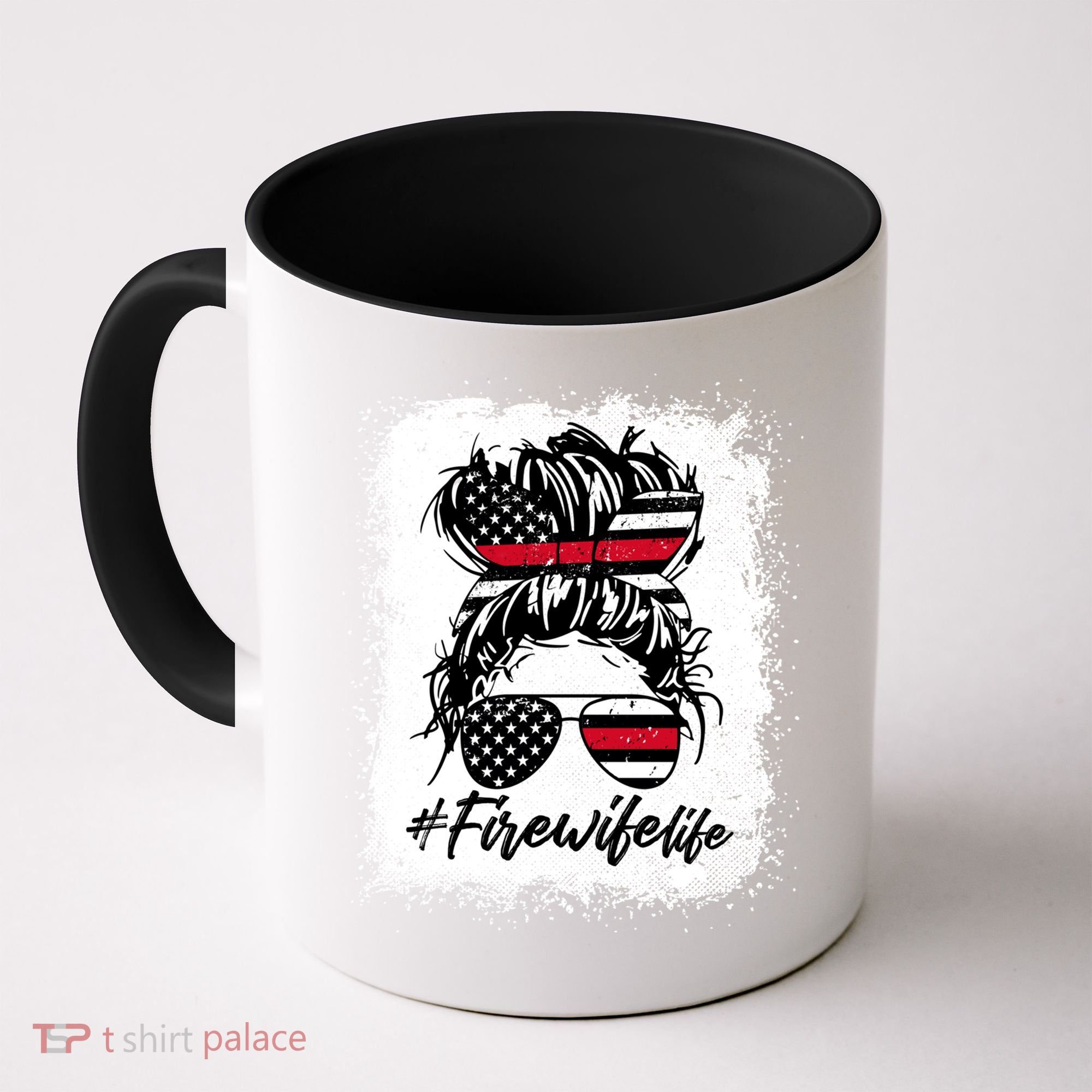 Fire Wife Life Firefighter's Wife Bleached Women Messy Bun Gift Coffee Mug