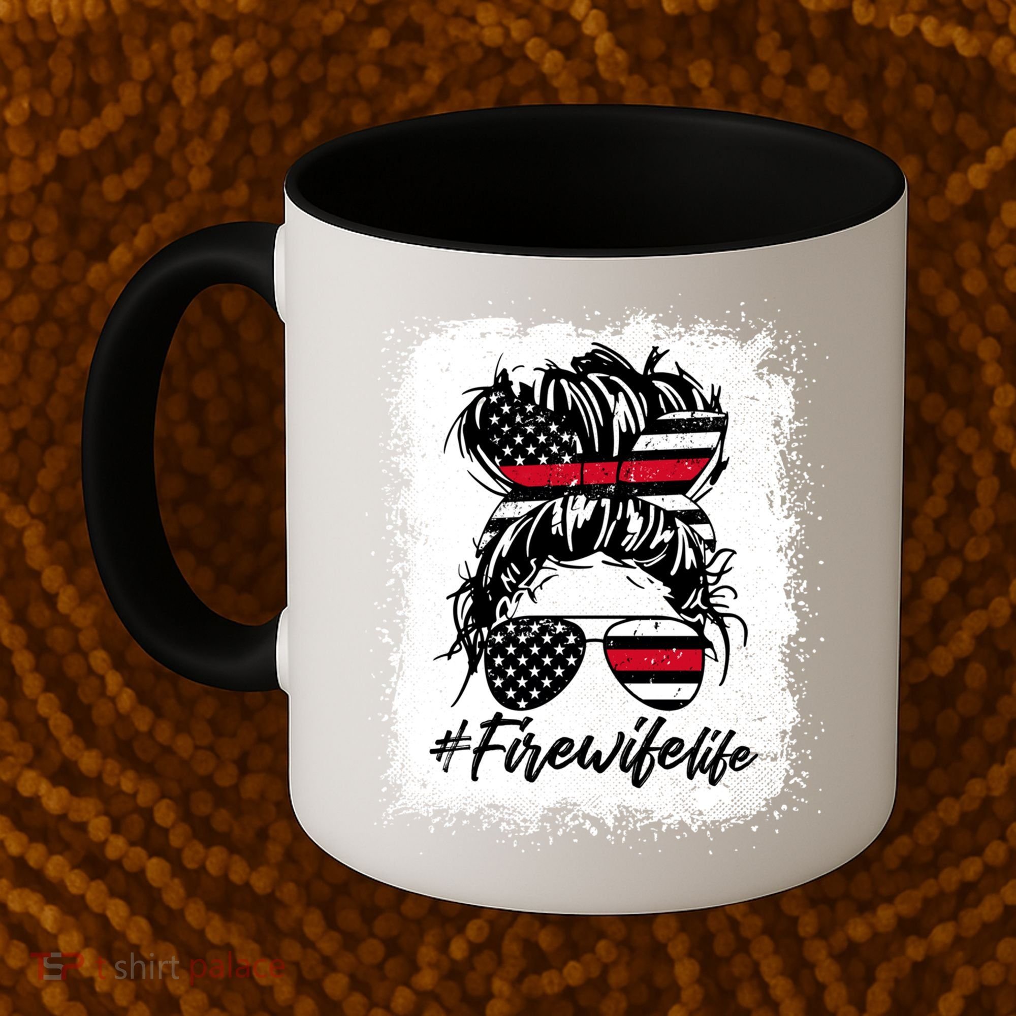 Fire Wife Life Firefighter's Wife Bleached Women Messy Bun Gift Coffee Mug