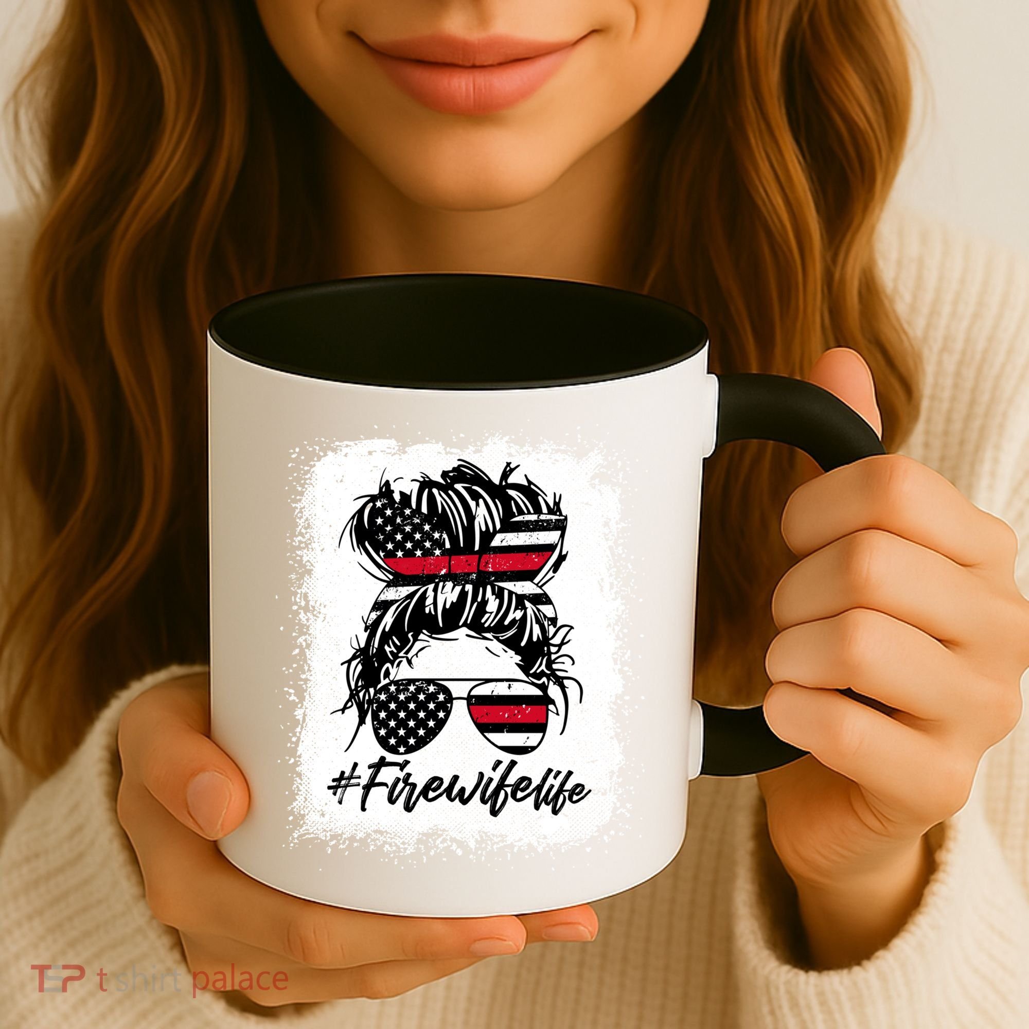 Fire Wife Life Firefighter's Wife Bleached Women Messy Bun Gift Coffee Mug