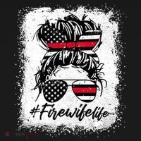 Fire Wife Life Firefighter's Wife Bleached Women Messy Bun Gift Women's Hoodie thumb 2