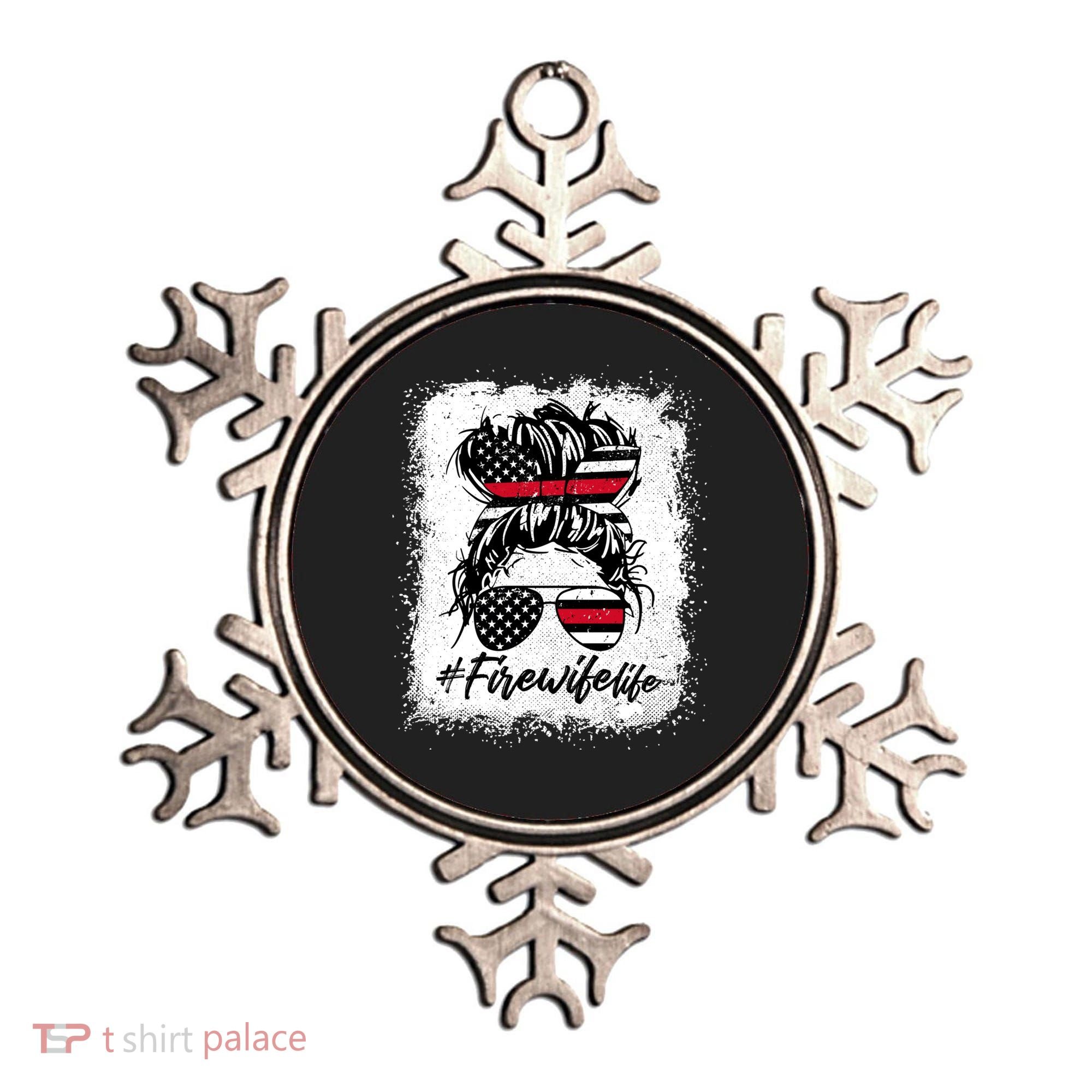 Fire Wife Life Firefighter's Wife Bleached Women Messy Bun Gift Ornament