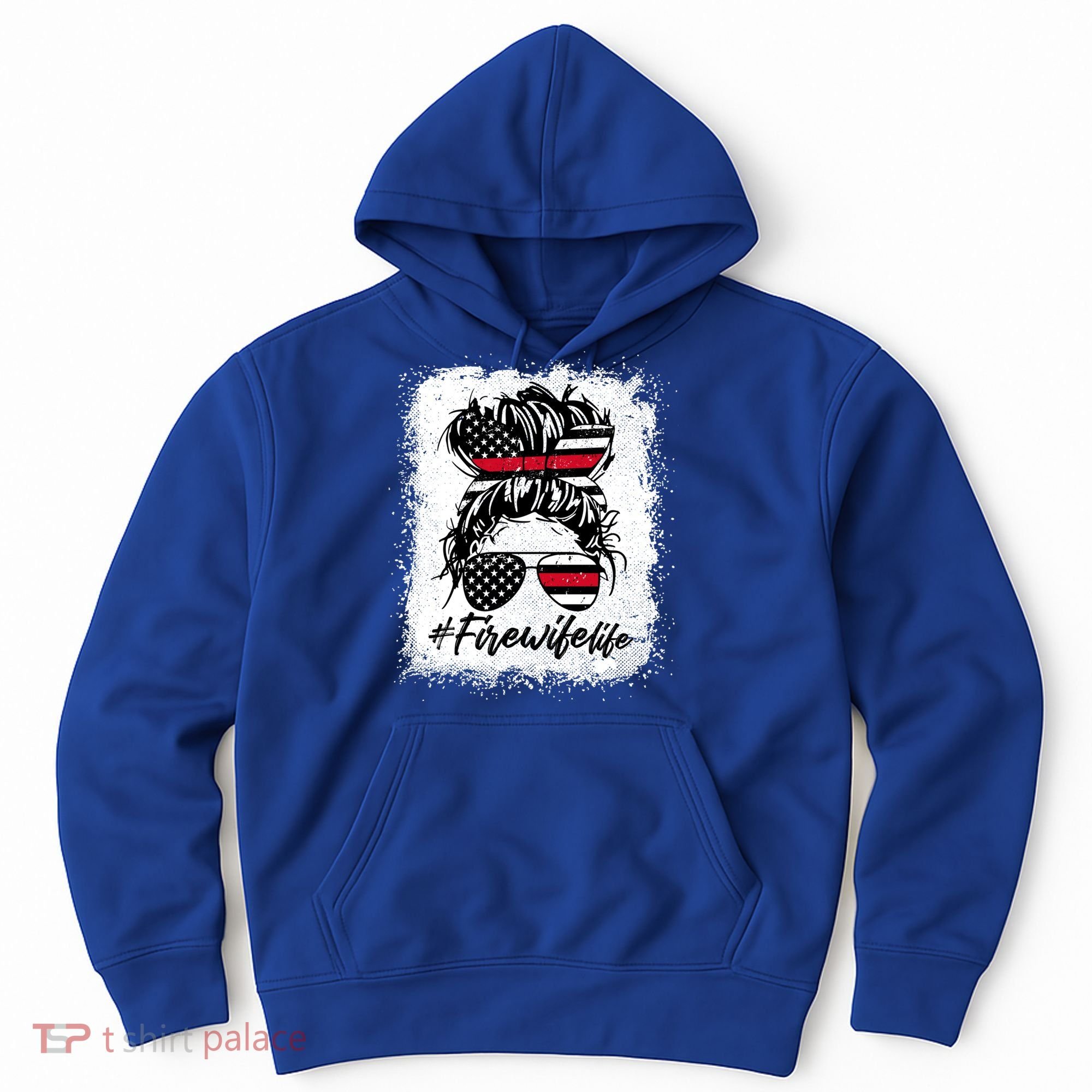 Fire Wife Life Firefighter's Wife Bleached Women Messy Bun Gift Hoodie