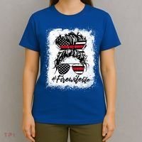 Fire Wife Life Firefighter's Wife Bleached Women Messy Bun Gift T-Shirt thumb 4