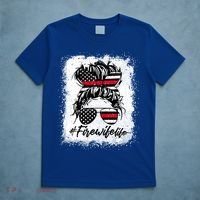 Fire Wife Life Firefighter's Wife Bleached Women Messy Bun Gift T-Shirt thumb 5
