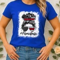 Fire Wife Life Firefighter's Wife Bleached Women Messy Bun Gift Women's T-Shirt thumb 2