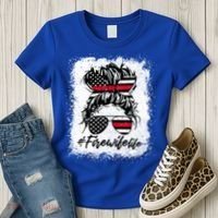 Fire Wife Life Firefighter's Wife Bleached Women Messy Bun Gift Women's T-Shirt thumb 3