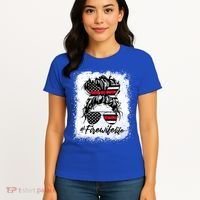 Fire Wife Life Firefighter's Wife Bleached Women Messy Bun Gift Women's T-Shirt thumb 4