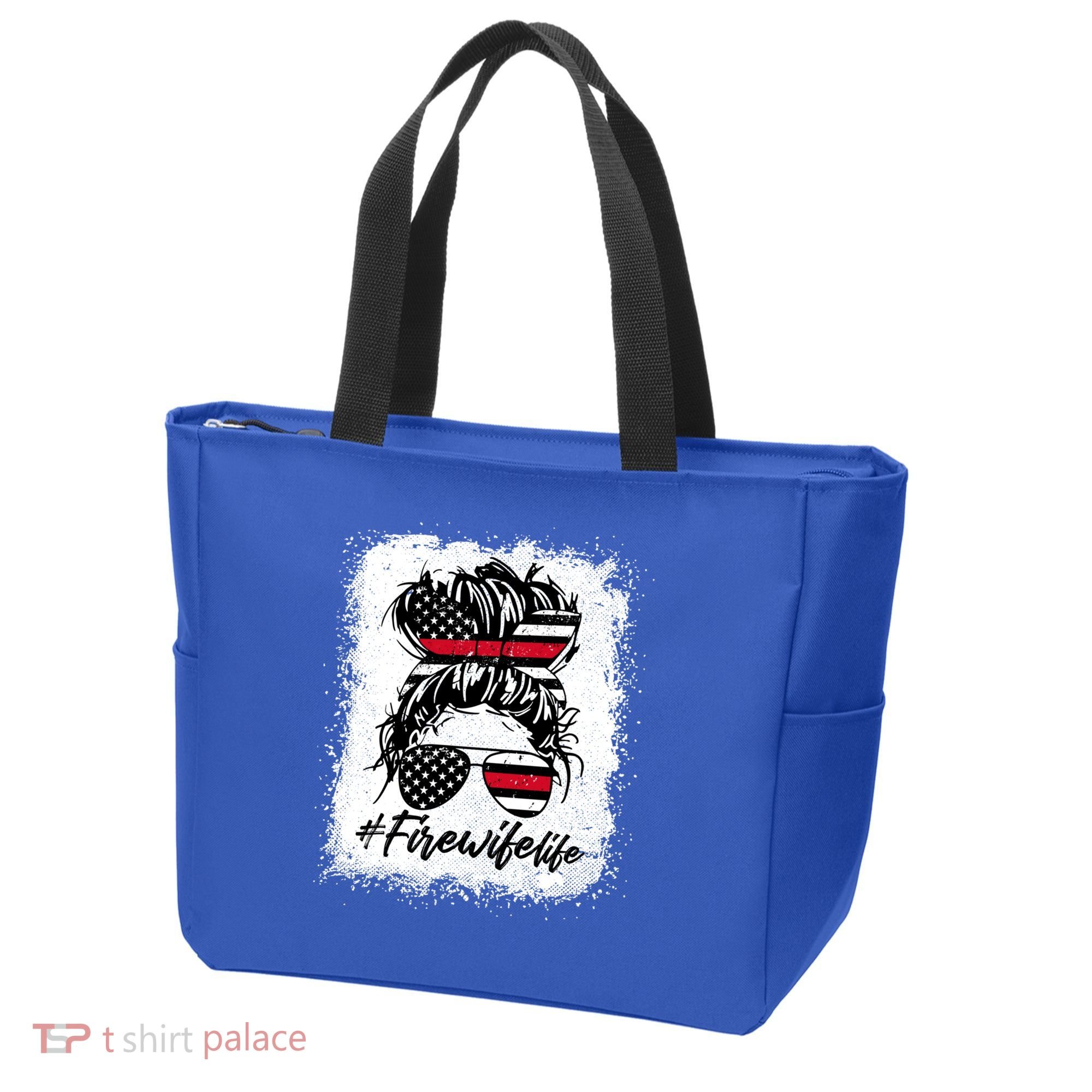 Fire Wife Life Firefighter's Wife Bleached Women Messy Bun Gift Tote Bag