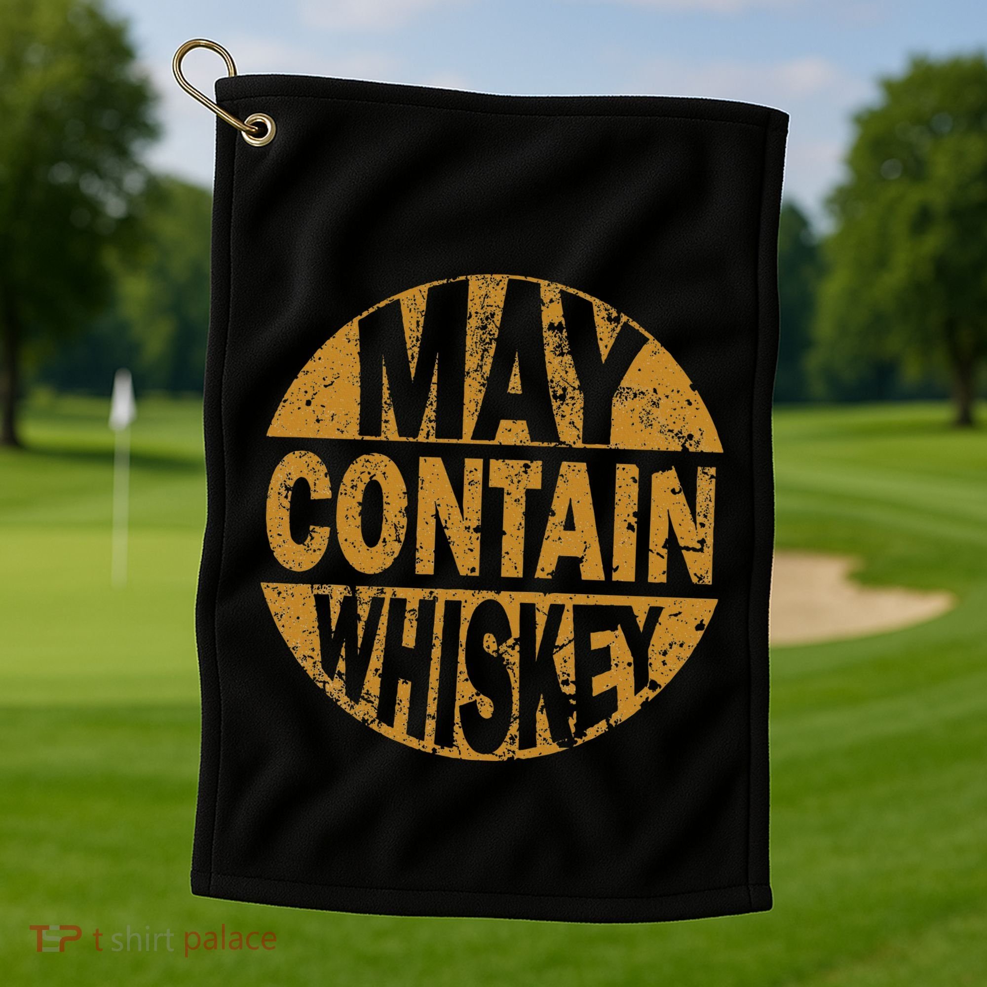 Funny Whiskey Lovers Gift May Contain Whiskey Golf Towel