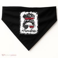 Fire Wife Life Firefighter 4th Of July US Messy Bun Bleached USA-Made Doggie Bandana thumb 0