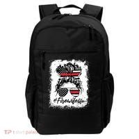 Fire Wife Life Firefighter 4th Of July US Messy Bun Bleached Backpack thumb 0