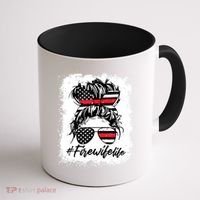 Fire Wife Life Firefighter 4th Of July US Messy Bun Bleached Coffee Mug thumb 1