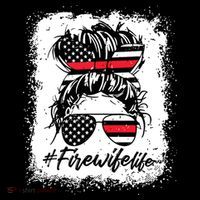 Fire Wife Life Firefighter 4th Of July US Messy Bun Bleached Coffee Mug thumb 5