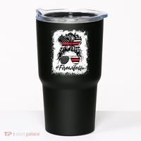 Fire Wife Life Firefighter 4th Of July US Messy Bun Bleached Tumbler thumb 0